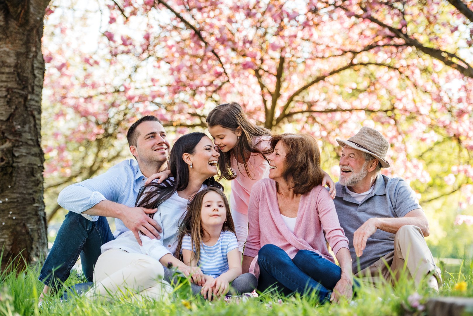 Big Family Sitting in the Park