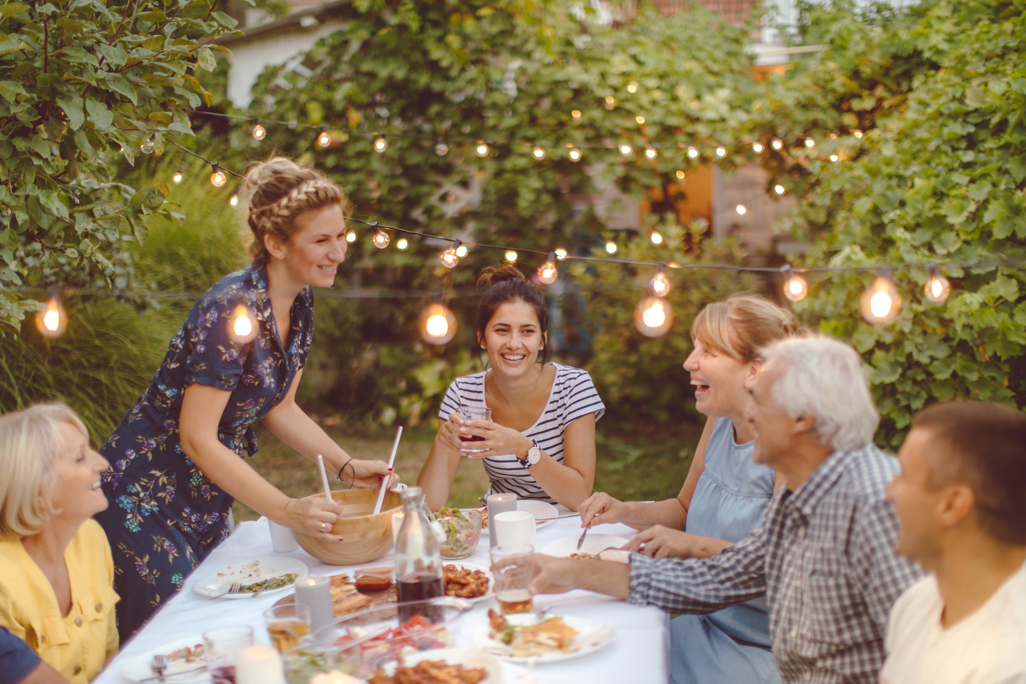 Family gathering over dinner