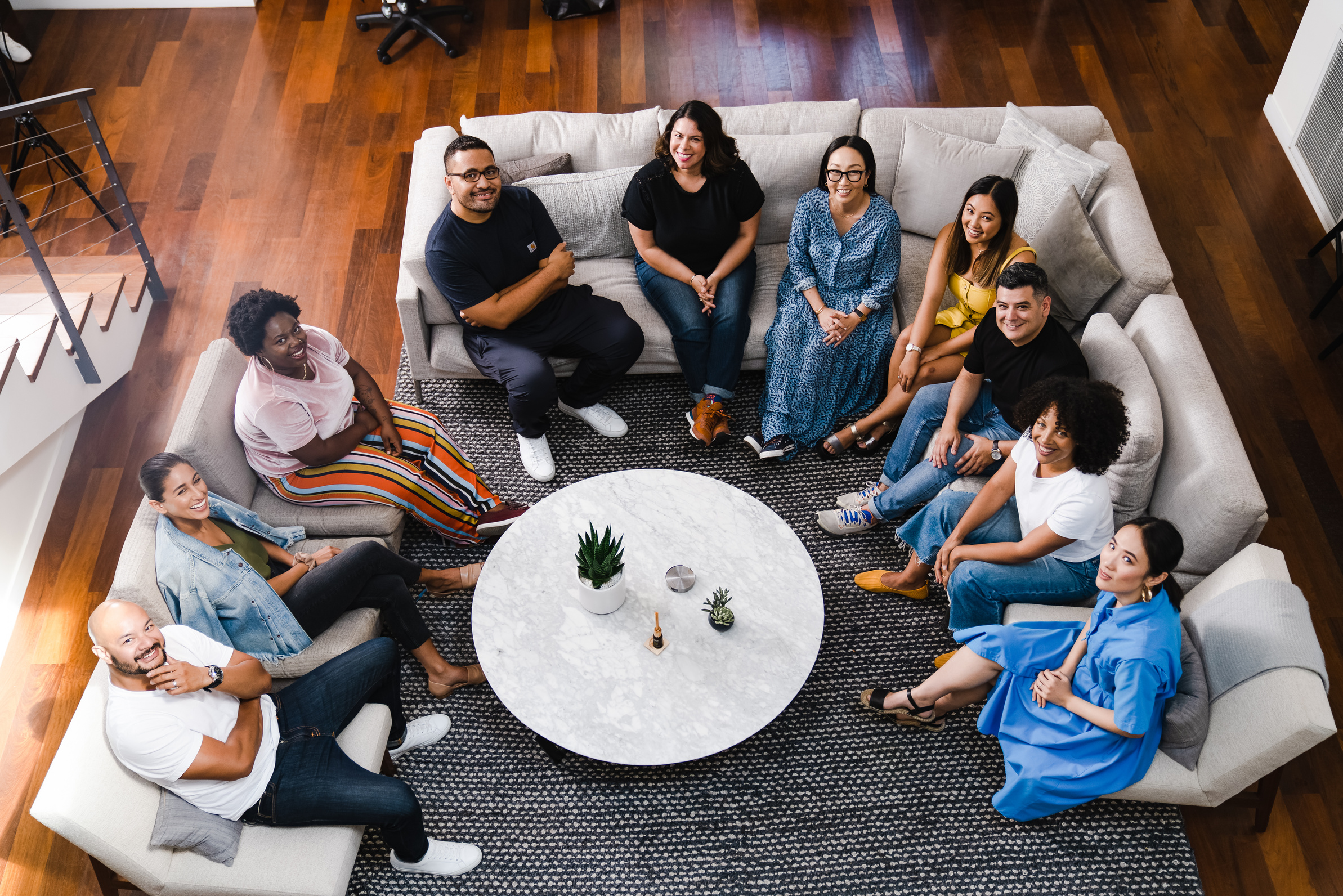 Friends and Family Gathers in the Living Room