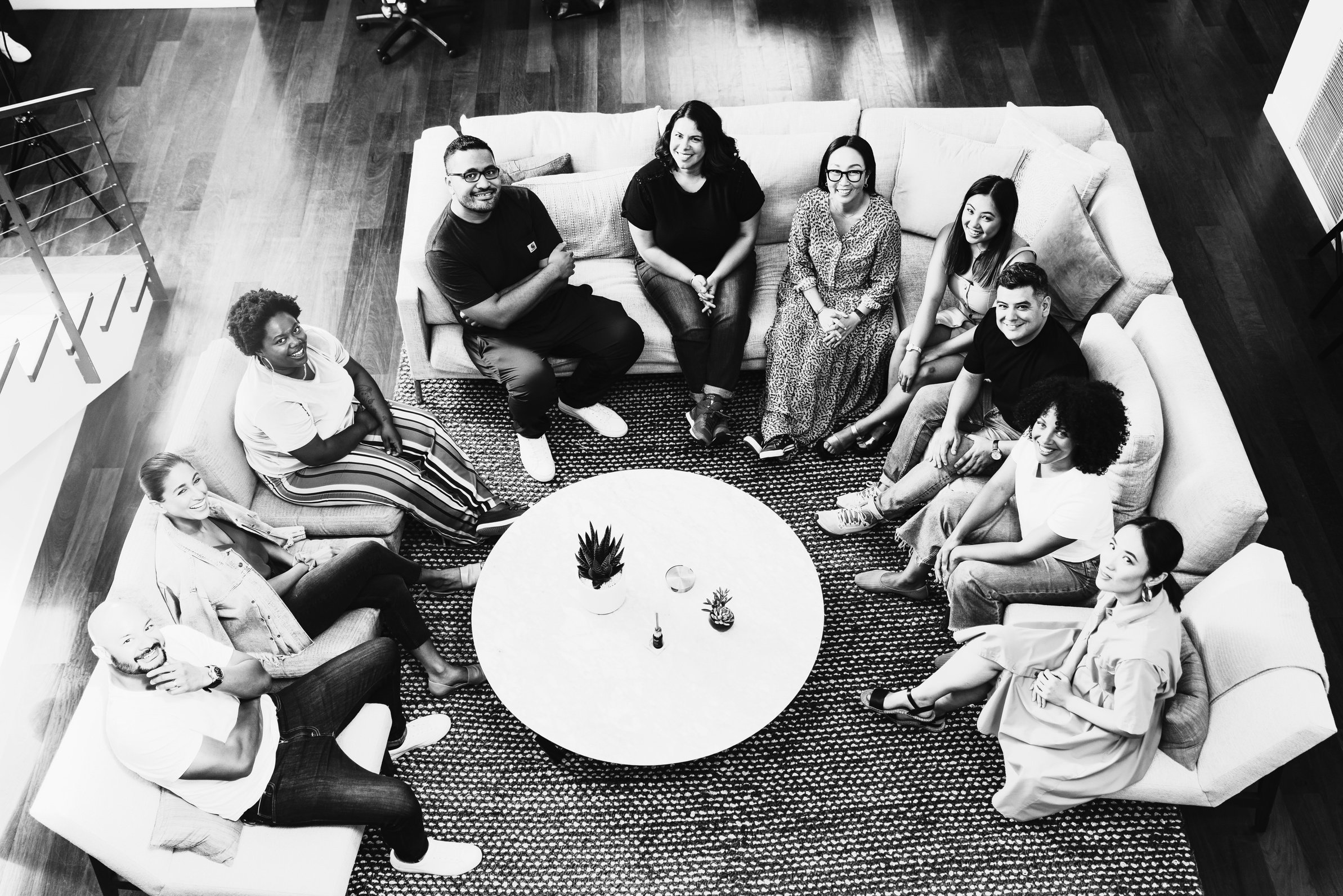 Friends and Family Gathers in the Living Room